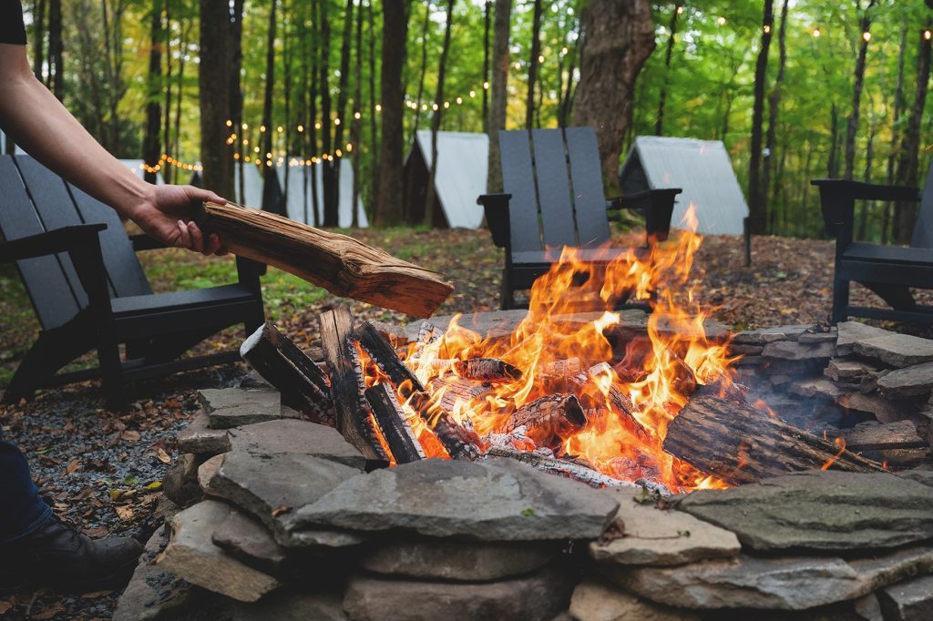 amenities for weekend getaway , fire pit