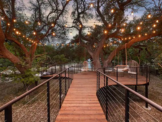 hanging chairs and deck