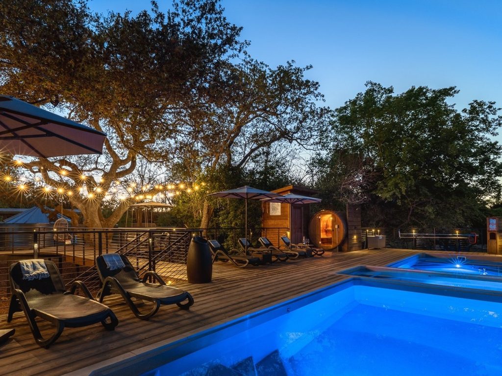 pool area for treehouse rentals in texas