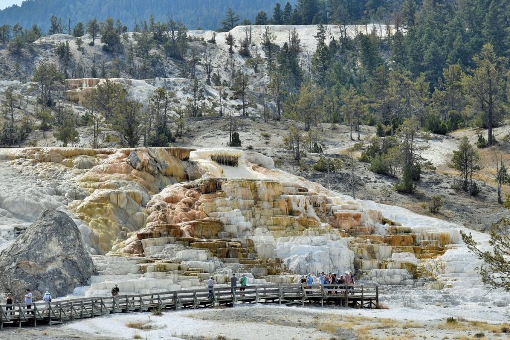 Yellowstone National Park Terraces Near Rock Climbing and Craggy Peaks