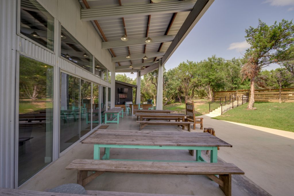 bench in courtyard