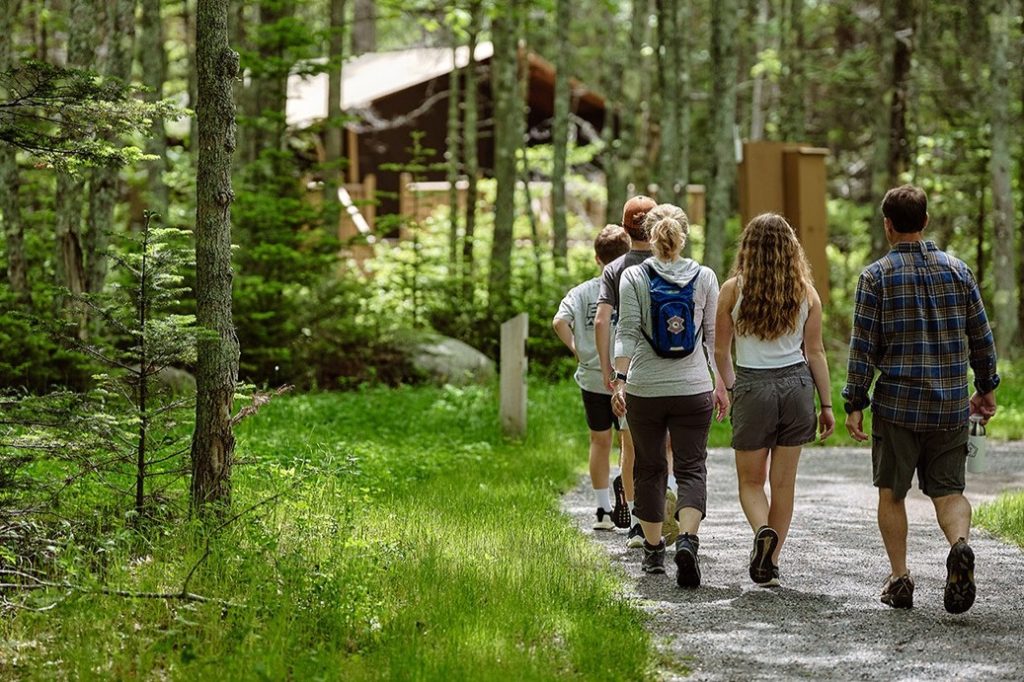 people walking resort trails