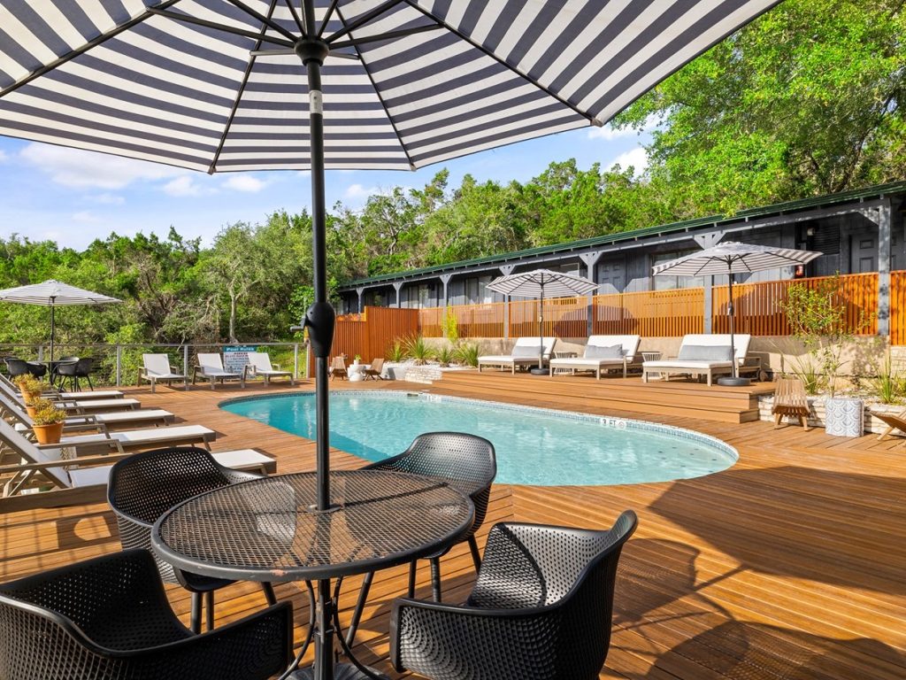 pool area at wimberley tx lodging