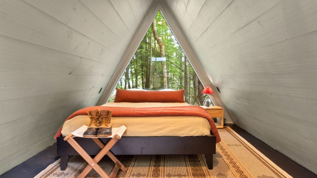 A Frame Tent Near Private Picnic Tables