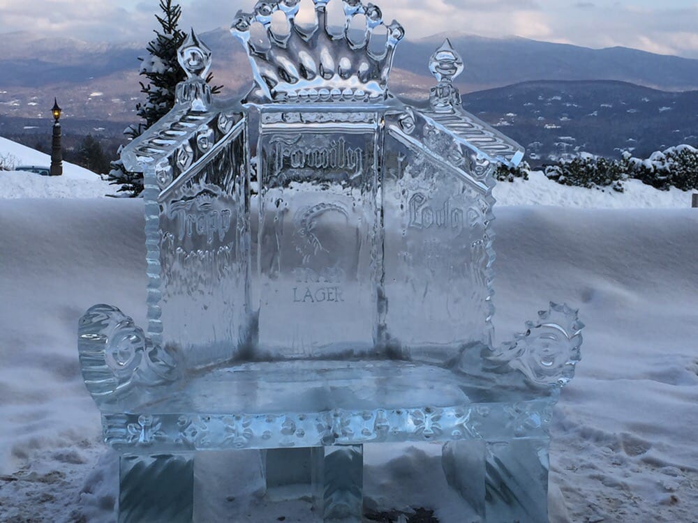 Stowe VT at Christmas: Trapp Family Lodge Ice Sculpture