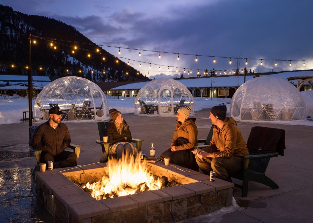 The Virginian Lodge firepit; Jackson Hole Romantic Hotels