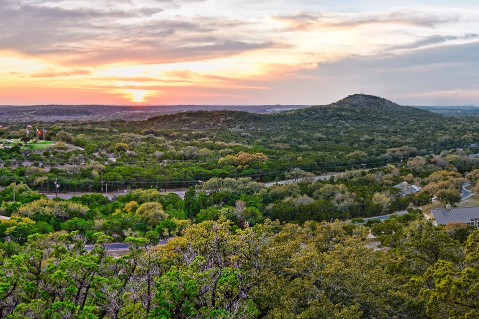 texas hill country, sunset view 