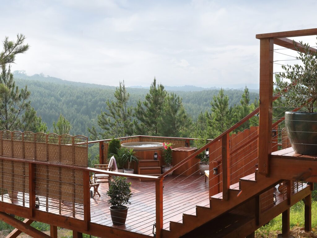 dunya camp spa deck; super secluded resorts in us