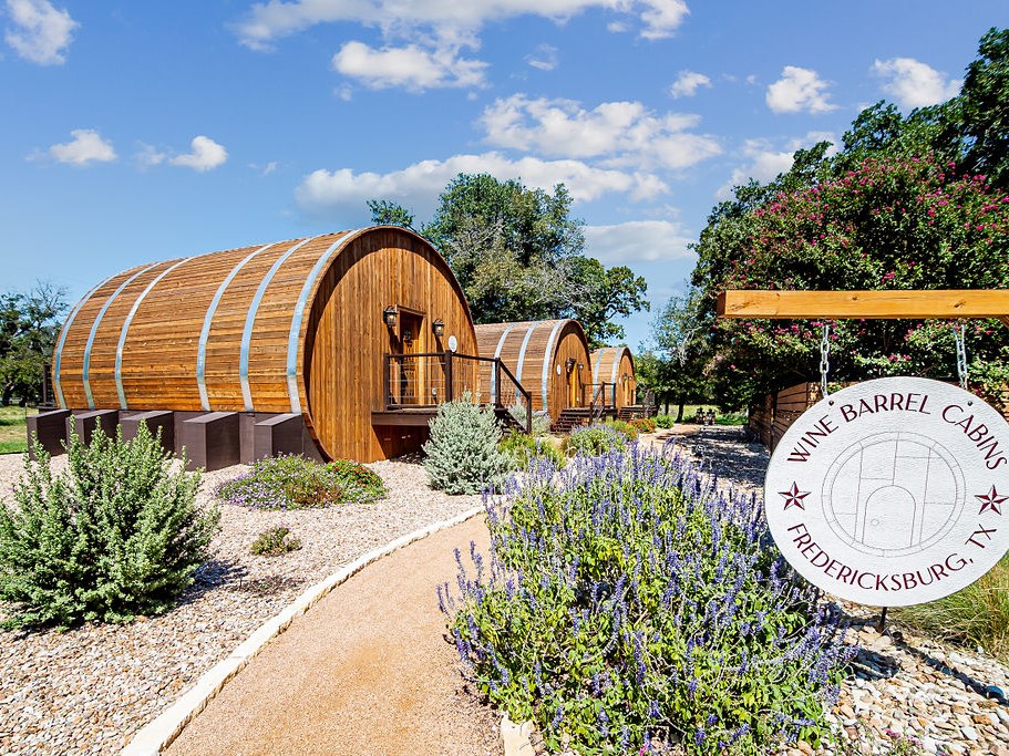 wine barrel cabins; two-day vacation ideas