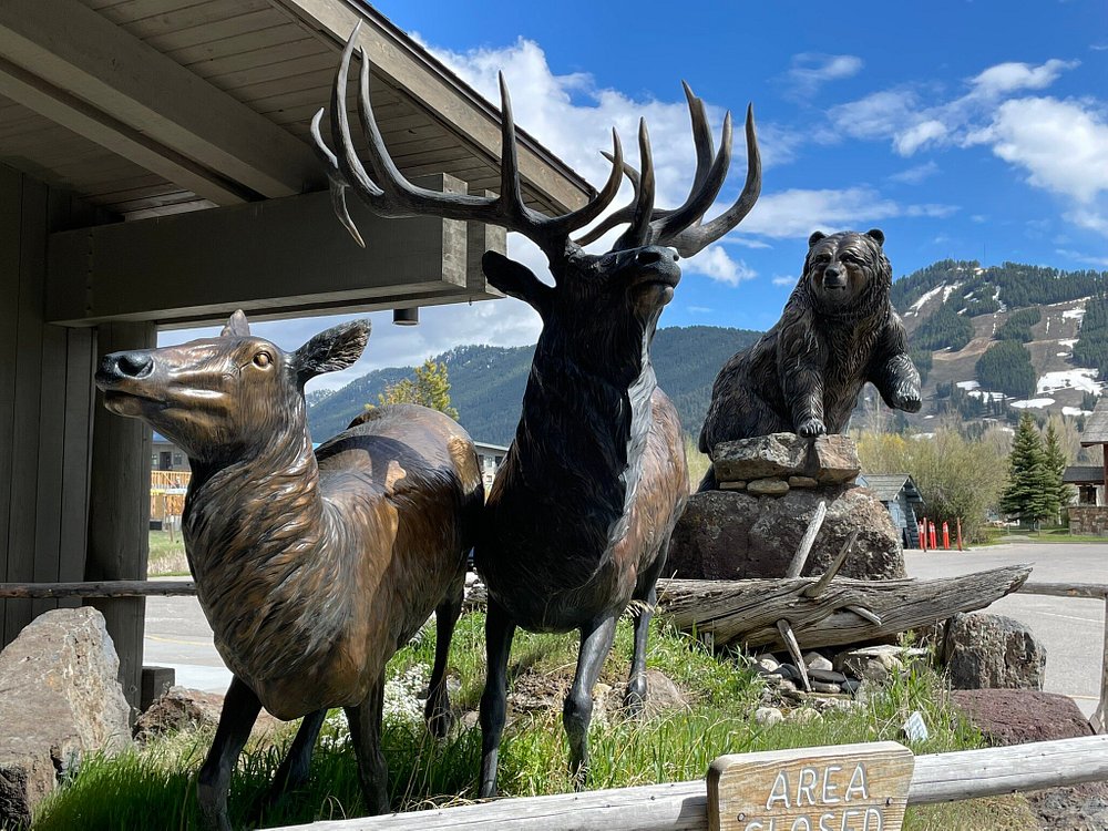 animal statues in downtown jackson near jackson hole summer resorts