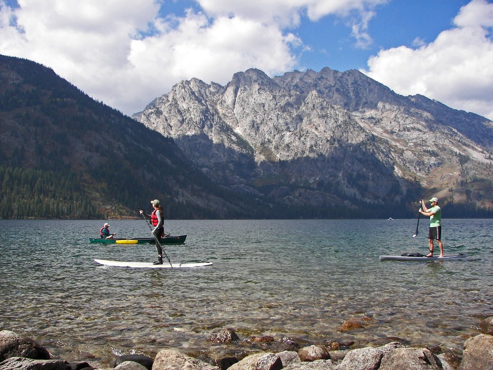 paddleboarding in grand teton jenny lake