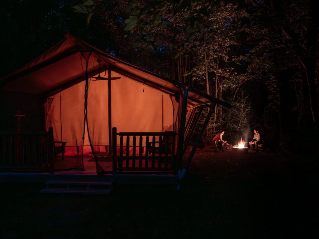 terramor tent at night near south dakota and glacier national park